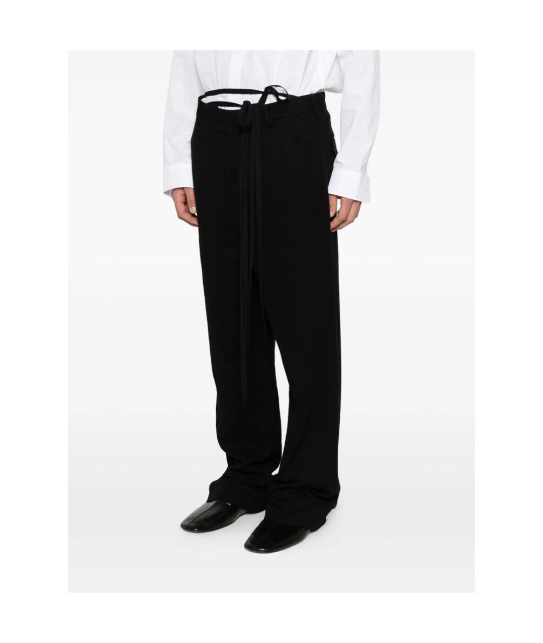 ANN DEMEULEMEESTER Черные хлопковые повседневные брюки, фото 4