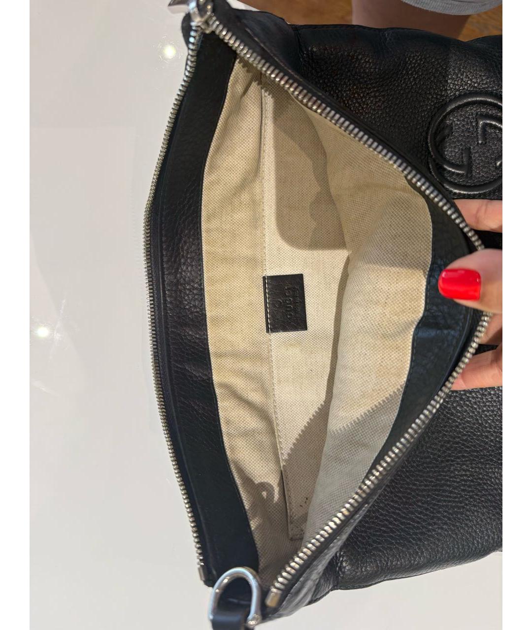 GUCCI Черная кожаная барсетка, фото 3