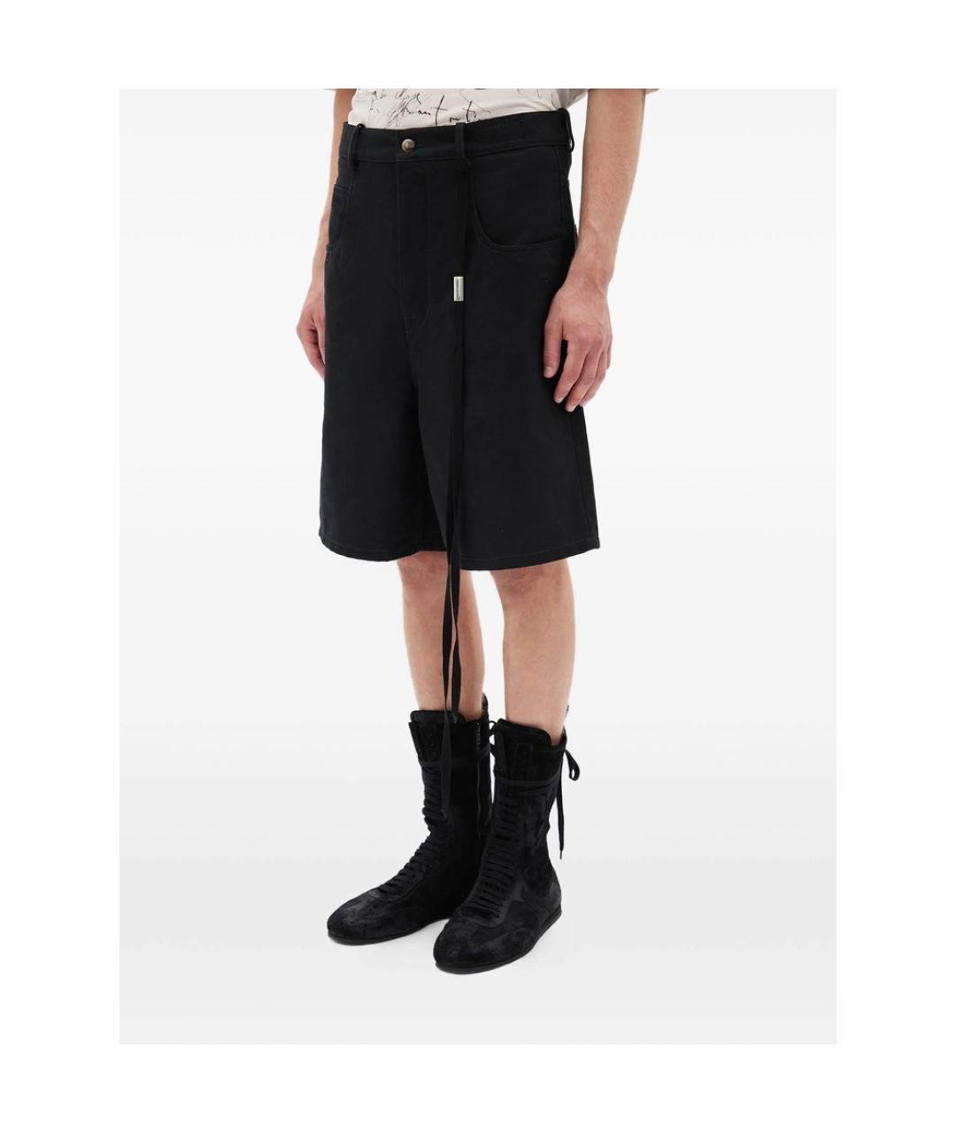 ANN DEMEULEMEESTER Черные хлопковые шорты, фото 2