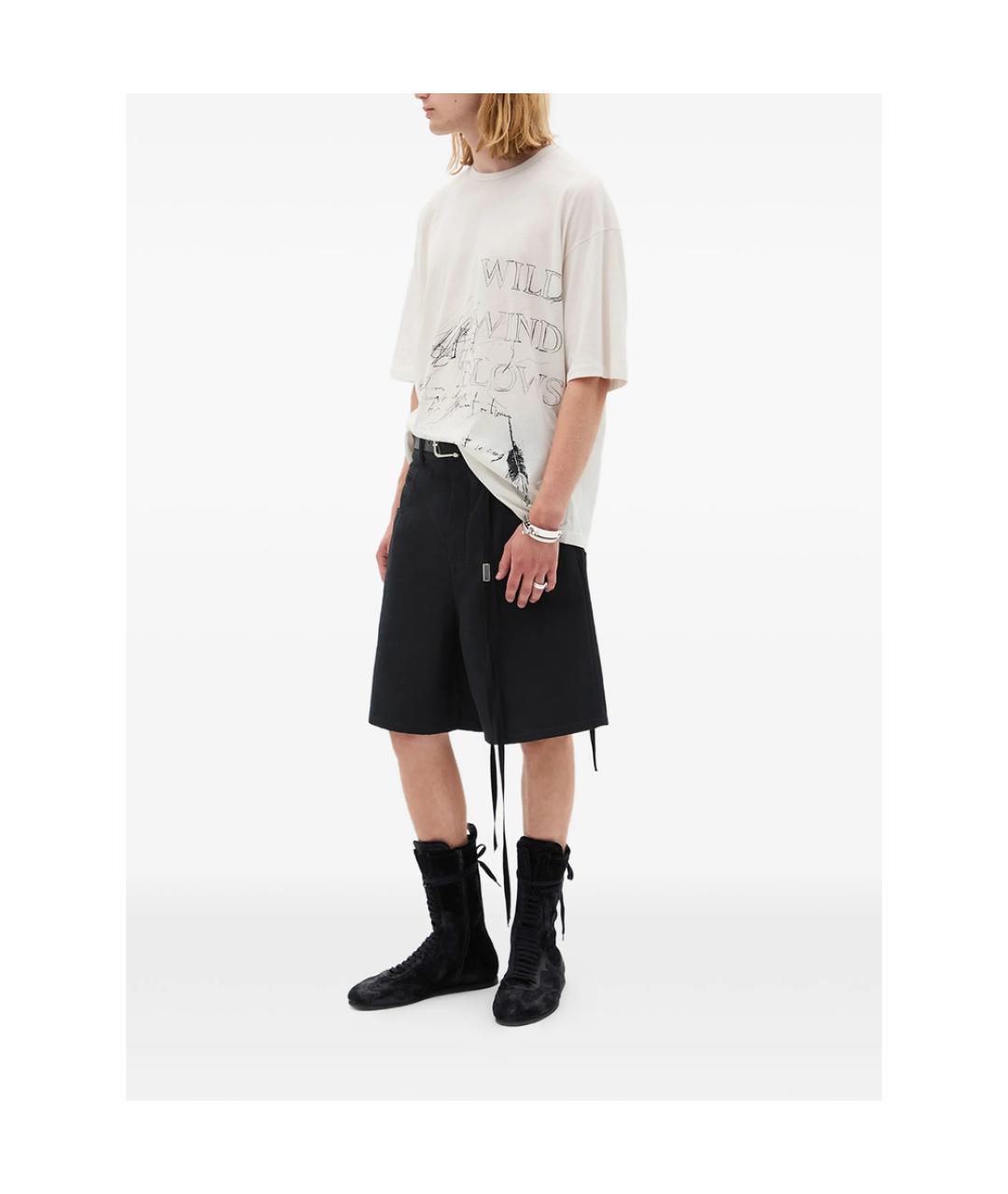 ANN DEMEULEMEESTER Черные хлопковые шорты, фото 3