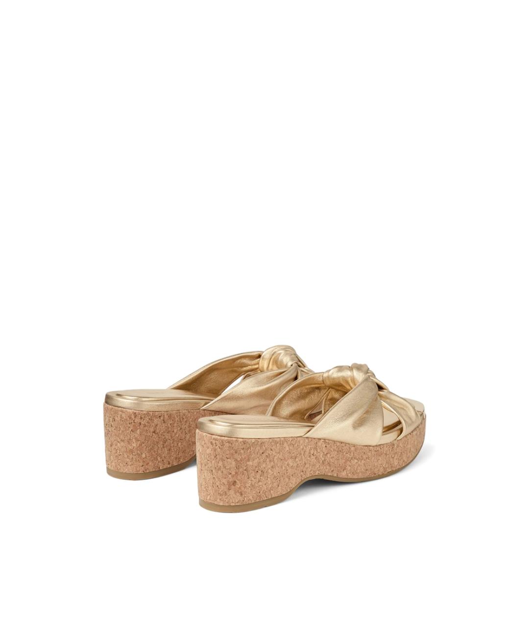 JIMMY CHOO Золотые кожаные сабо, фото 2