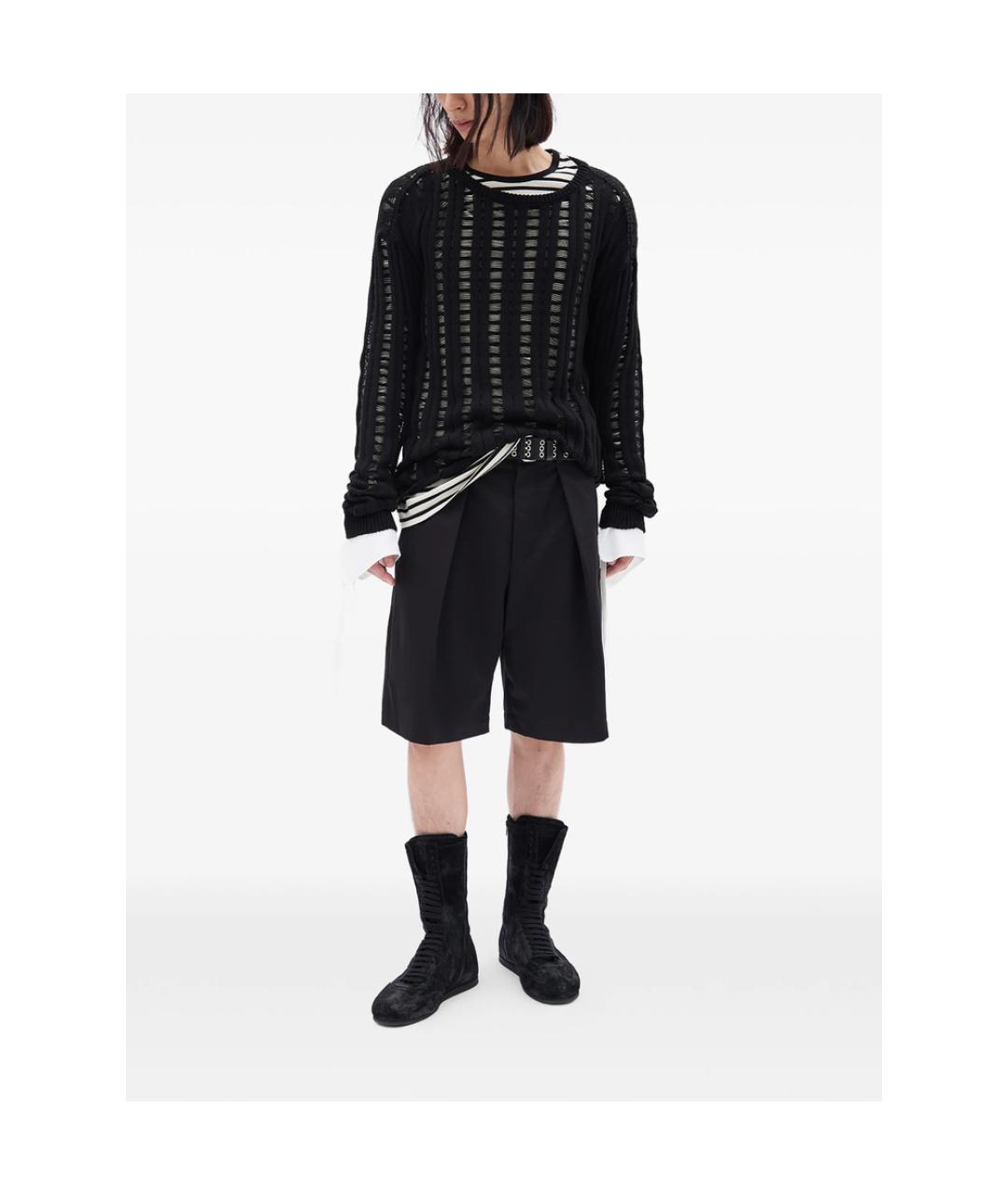 ANN DEMEULEMEESTER Черные хлопковые шорты, фото 3