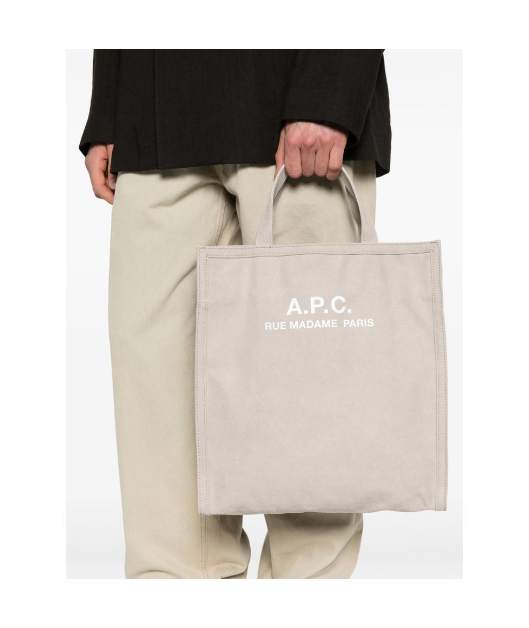 A.P.C. Серая тканевая сумка тоут, фото 2