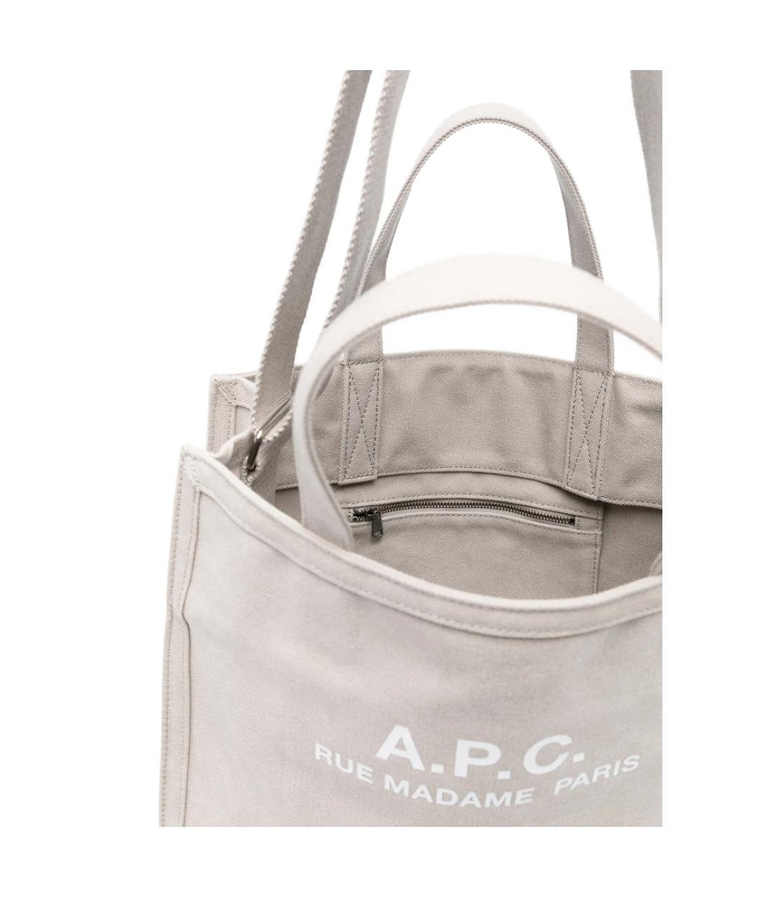 A.P.C. Серая тканевая сумка тоут, фото 4