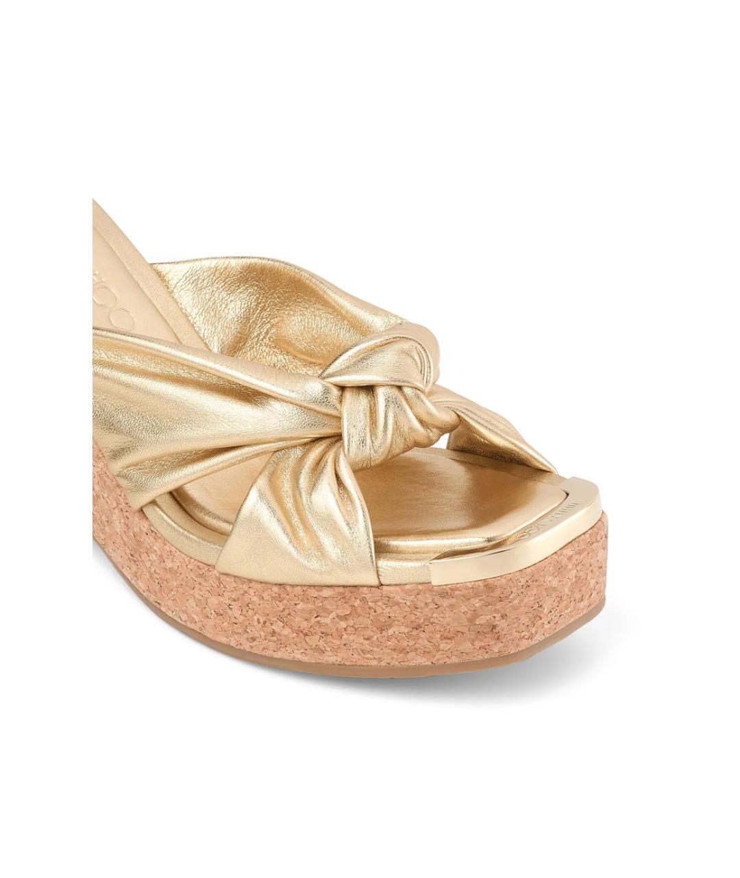 JIMMY CHOO Золотые кожаные сабо, фото 5