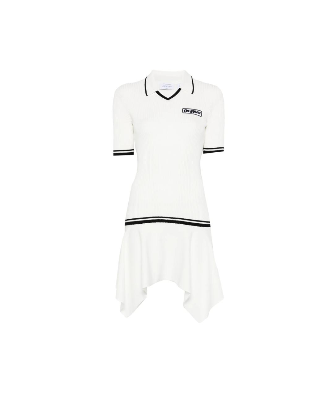 OFF-WHITE Белое полиэстеровое повседневное платье, фото 1