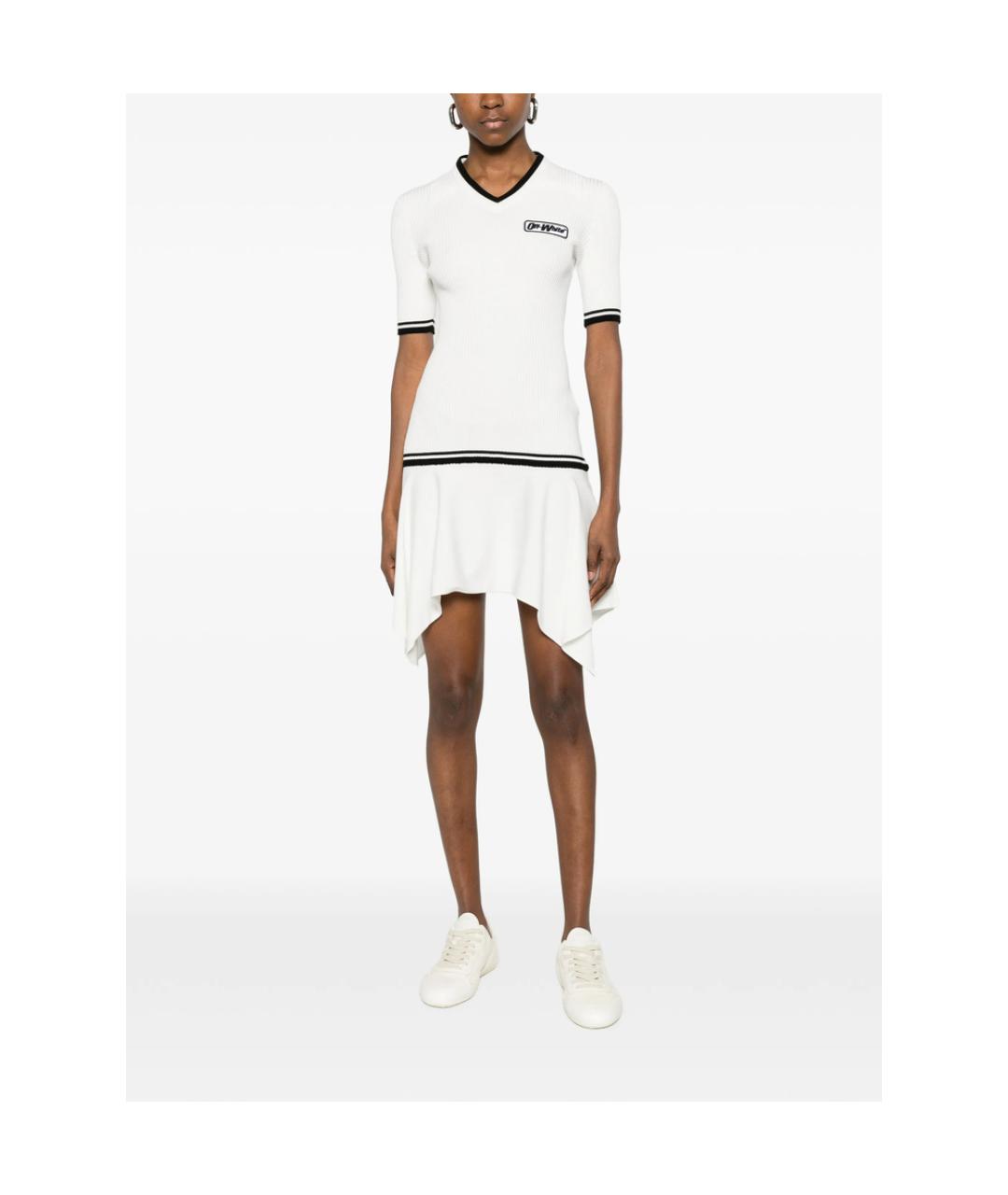 OFF-WHITE Белое полиэстеровое повседневное платье, фото 4