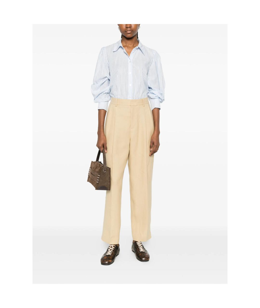RALPH LAUREN Бежевые льняные прямые брюки, фото 4