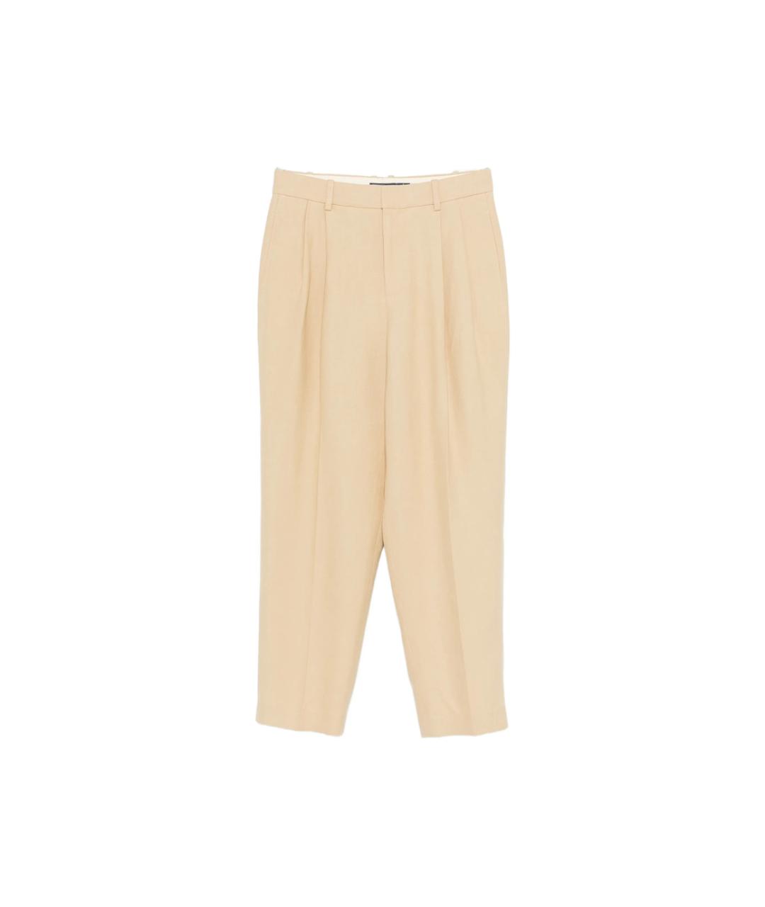 RALPH LAUREN Бежевые льняные прямые брюки, фото 1