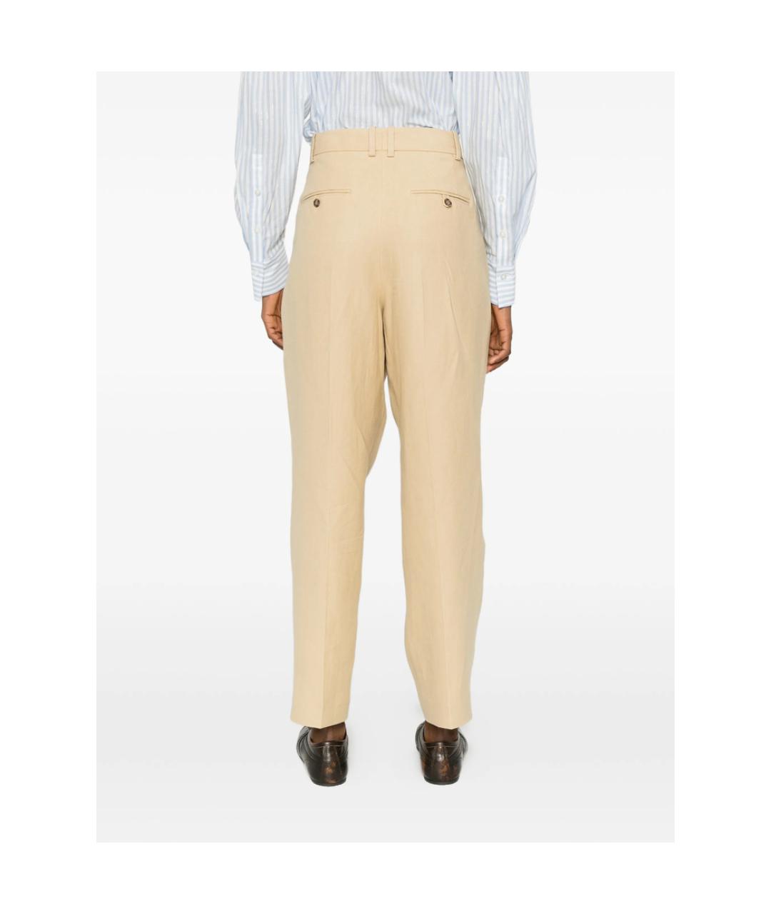 RALPH LAUREN Бежевые льняные прямые брюки, фото 2