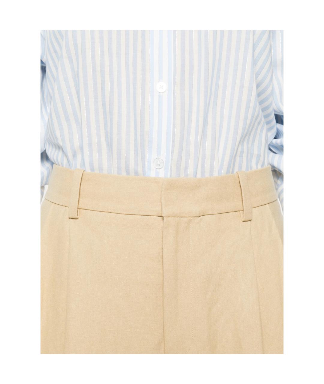 RALPH LAUREN Бежевые льняные прямые брюки, фото 3