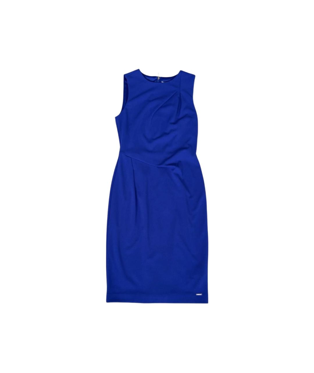 CALVIN KLEIN Синее полиэстеровое коктейльное платье, фото 3