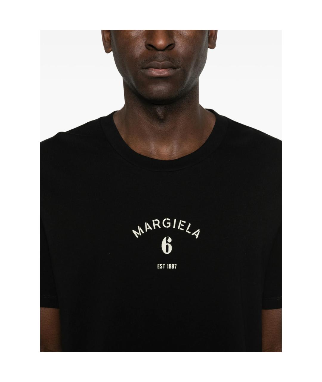 MM6 MAISON MARGIELA Черная хлопковая футболка, фото 4