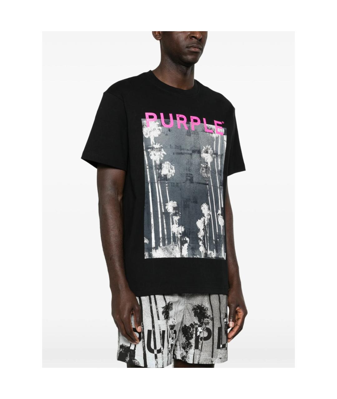PURPLE Черная хлопковая футболка, фото 3