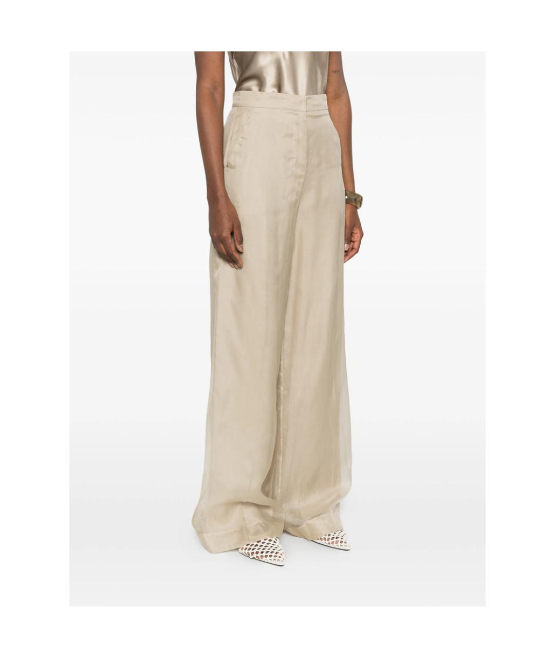 MAX MARA Бежевые полиамидовые брюки широкие, фото 3