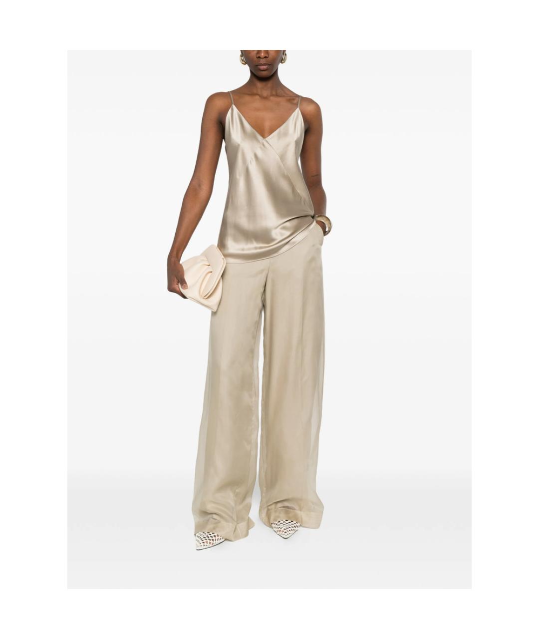 MAX MARA Бежевые полиамидовые брюки широкие, фото 2