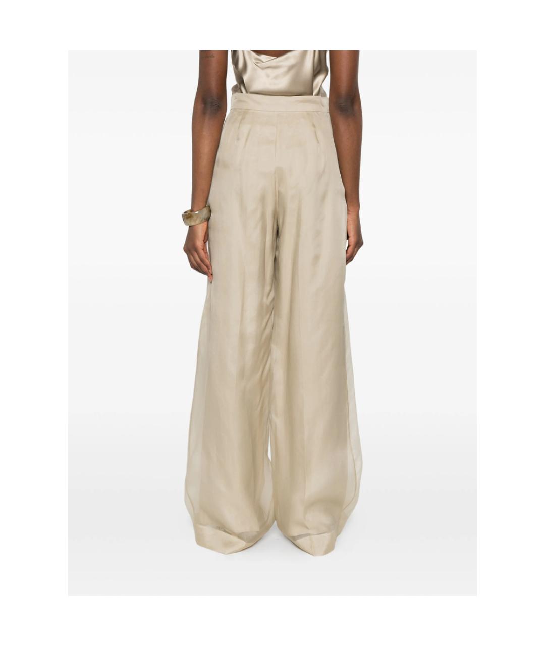 MAX MARA Бежевые полиамидовые брюки широкие, фото 4