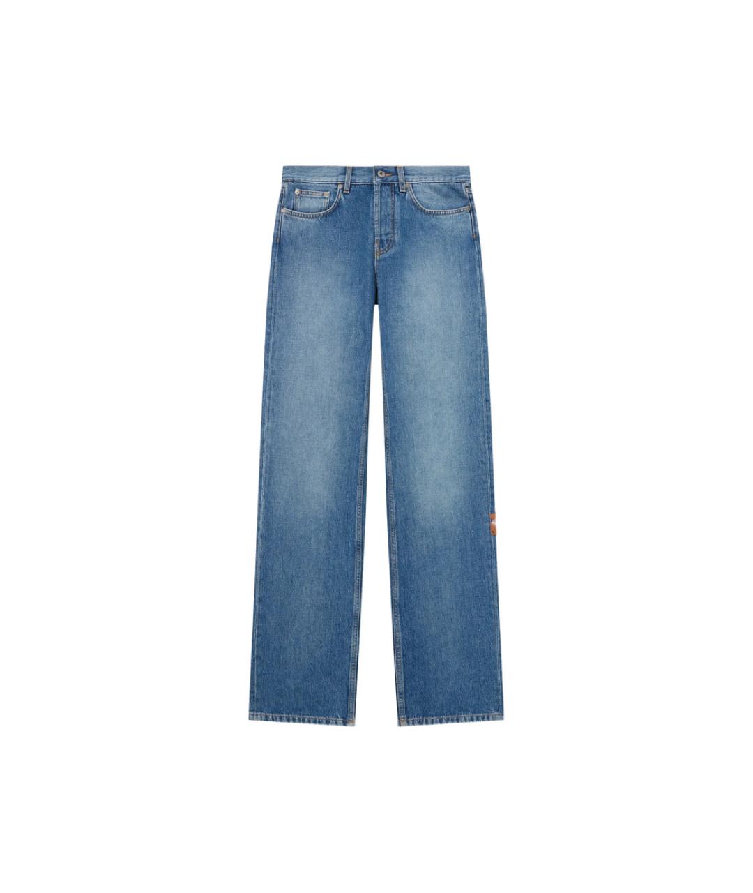 OFF-WHITE Синие хлопковые прямые джинсы, фото 1
