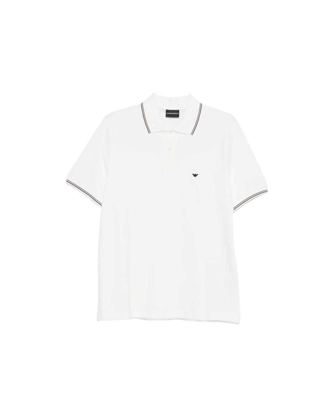 EMPORIO ARMANI Белое хлопковое поло с коротким рукавом, фото 1