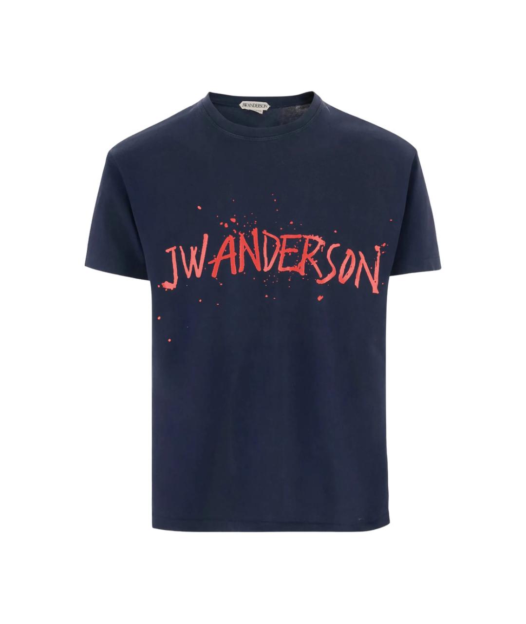 J.W.ANDERSON Темно-синяя хлопковая футболка, фото 1