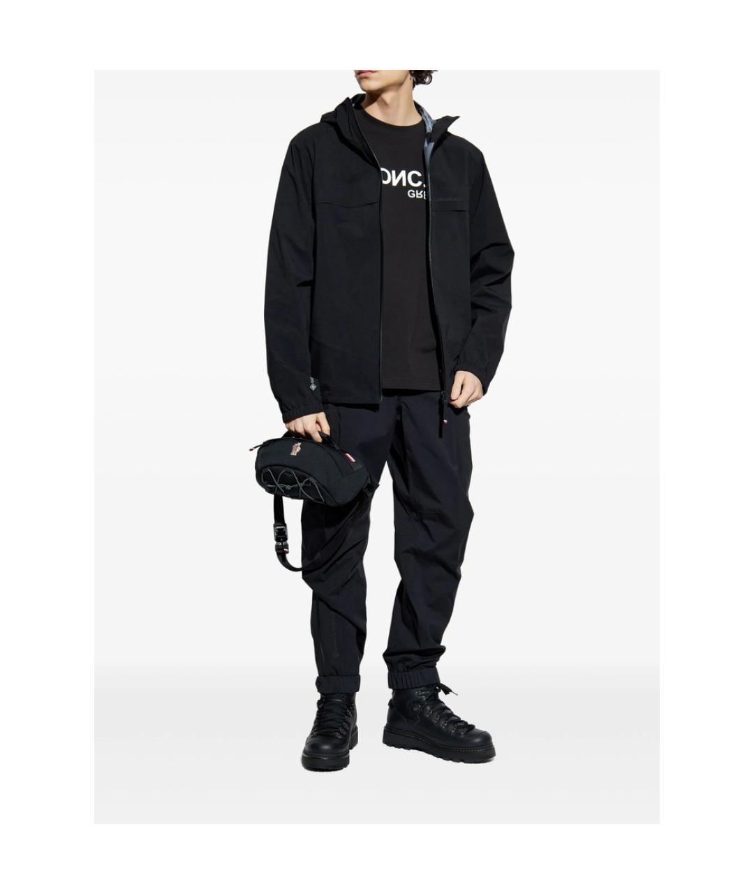 MONCLER GRENOBLE Черные полиамидовые повседневные брюки, фото 3