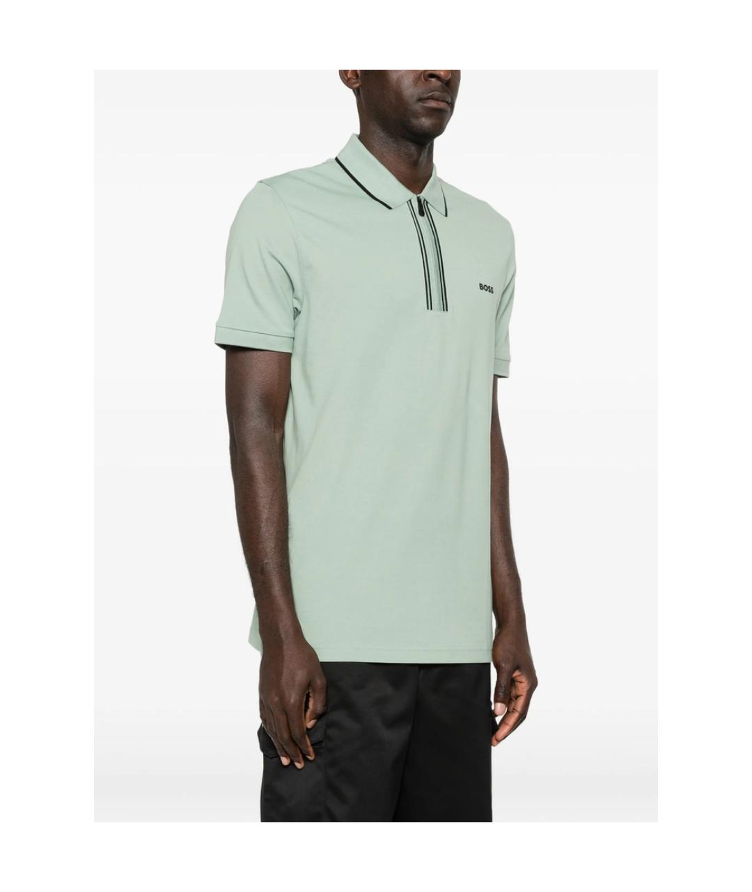 HUGO BOSS Зеленое хлопковое поло с коротким рукавом, фото 3