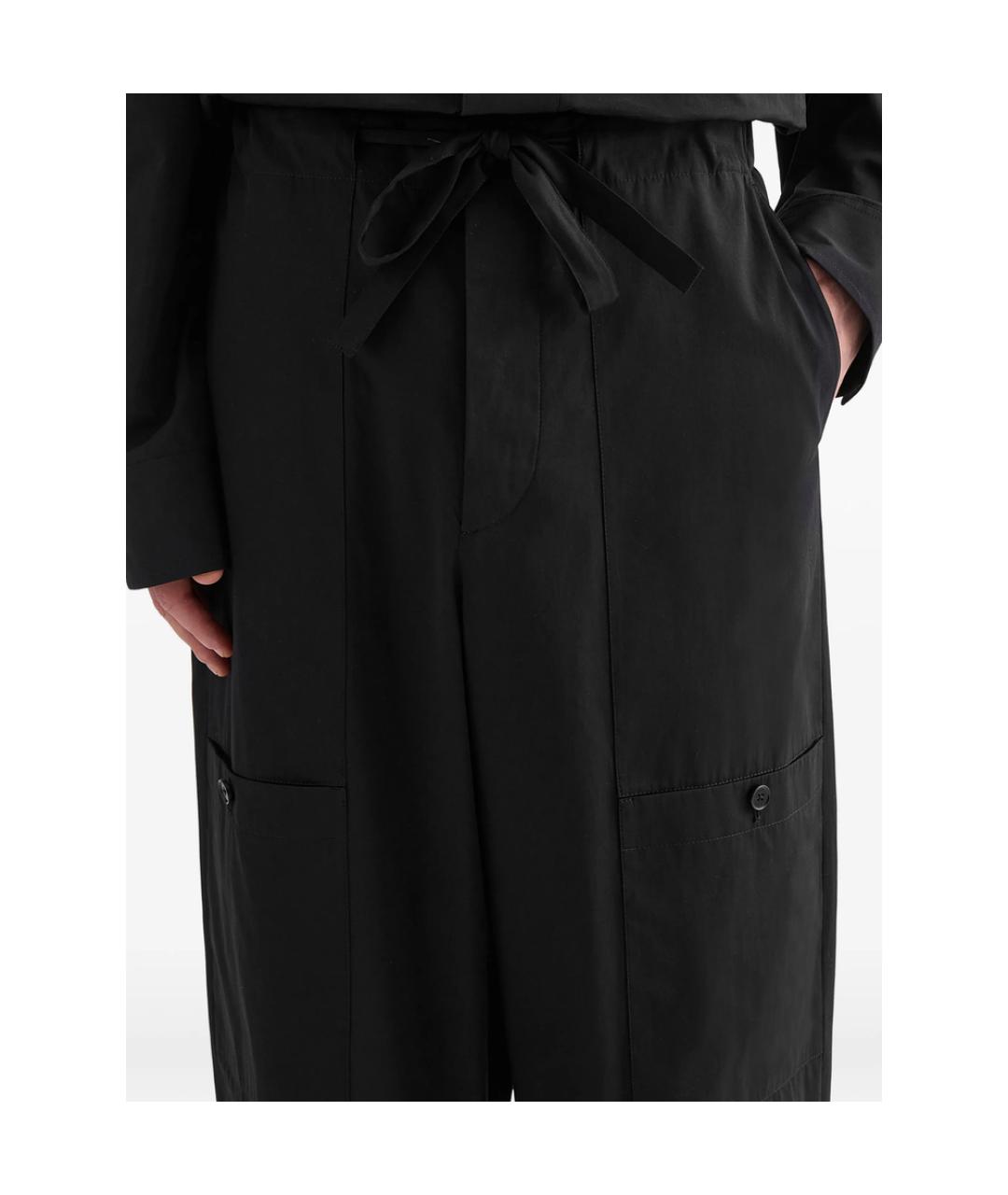 JIL SANDER Черные хлопковые повседневные брюки, фото 2