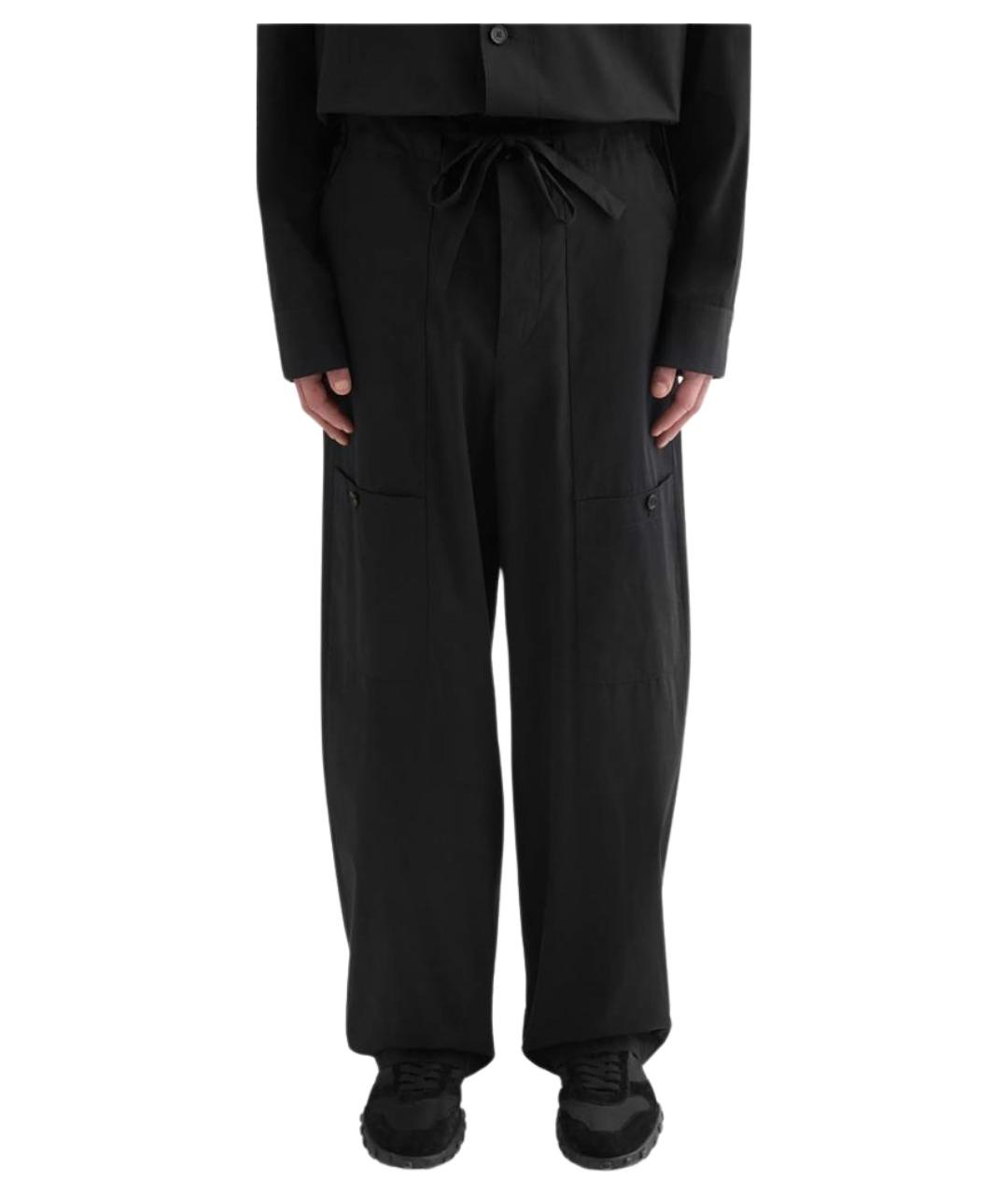 JIL SANDER Черные хлопковые повседневные брюки, фото 1