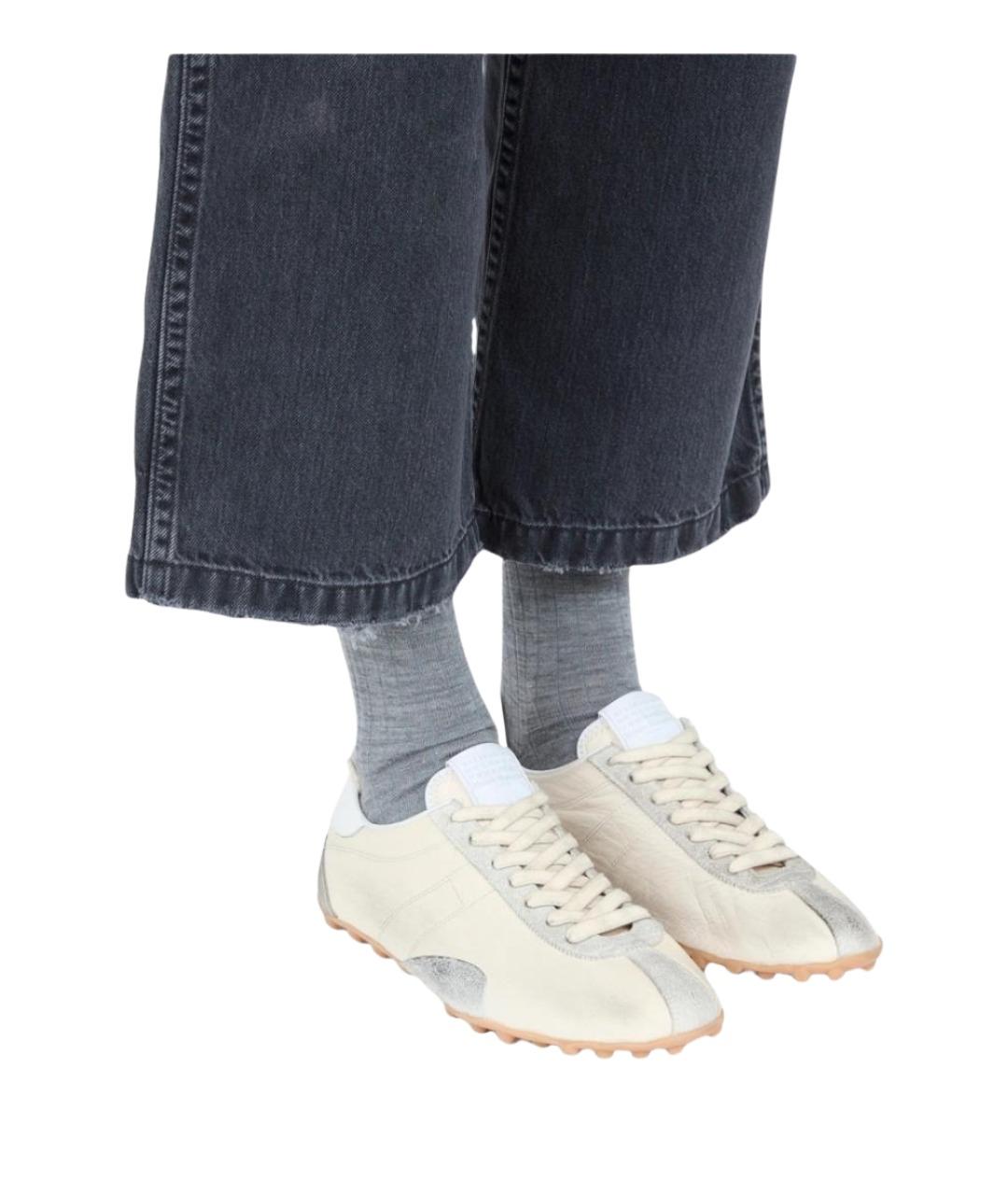 MAISON MARGIELA Бежевые кожаные низкие кроссовки / кеды, фото 4