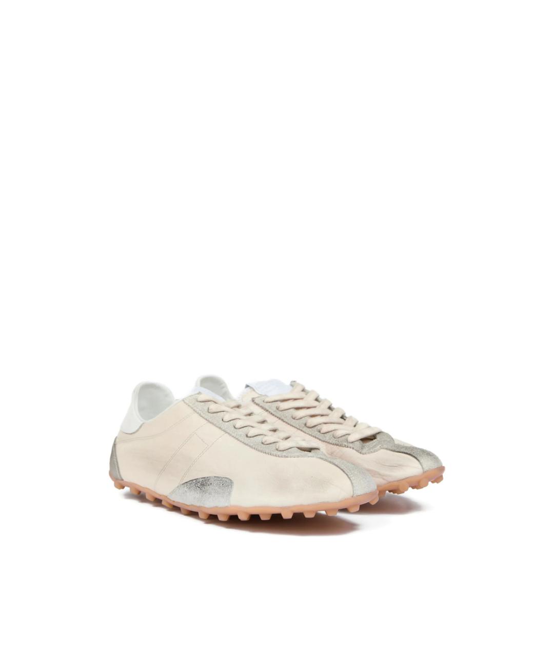 MAISON MARGIELA Бежевые кожаные низкие кроссовки / кеды, фото 2