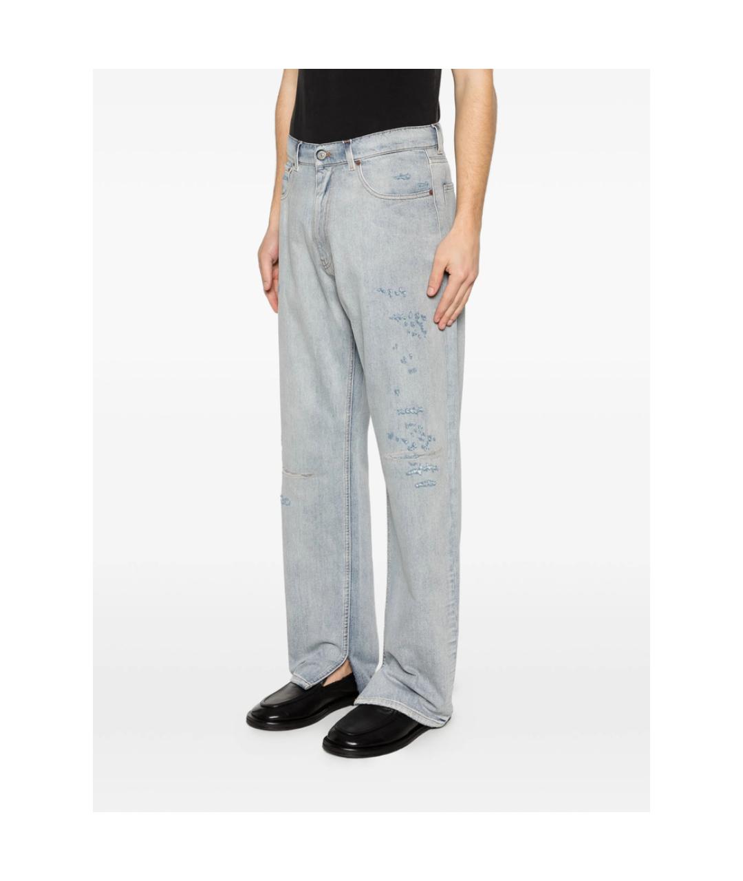 MM6 MAISON MARGIELA Синие хлопковые прямые джинсы, фото 3