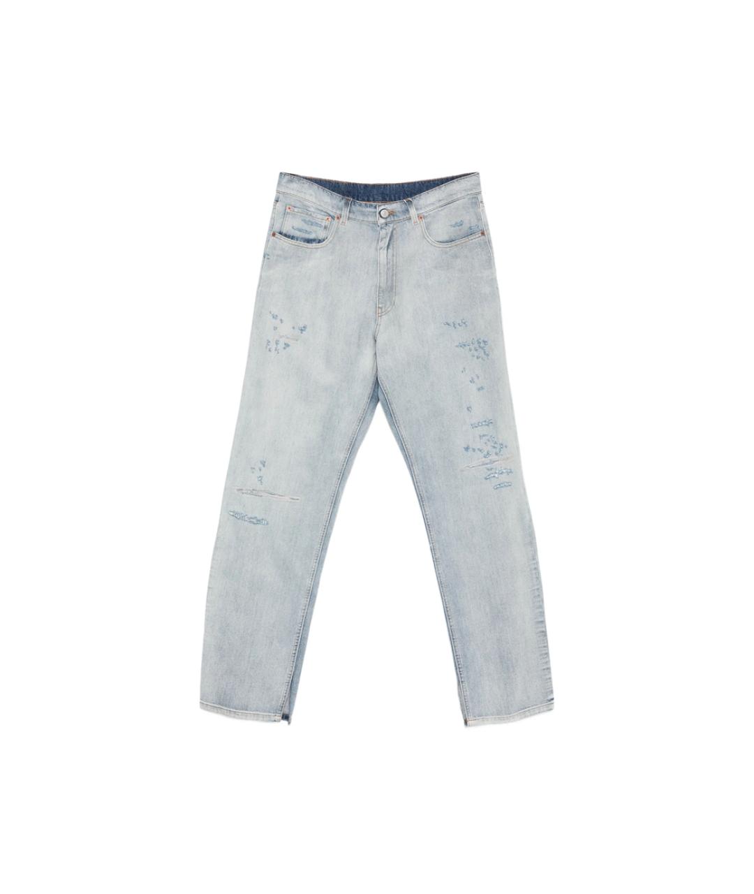 MM6 MAISON MARGIELA Синие хлопковые прямые джинсы, фото 1