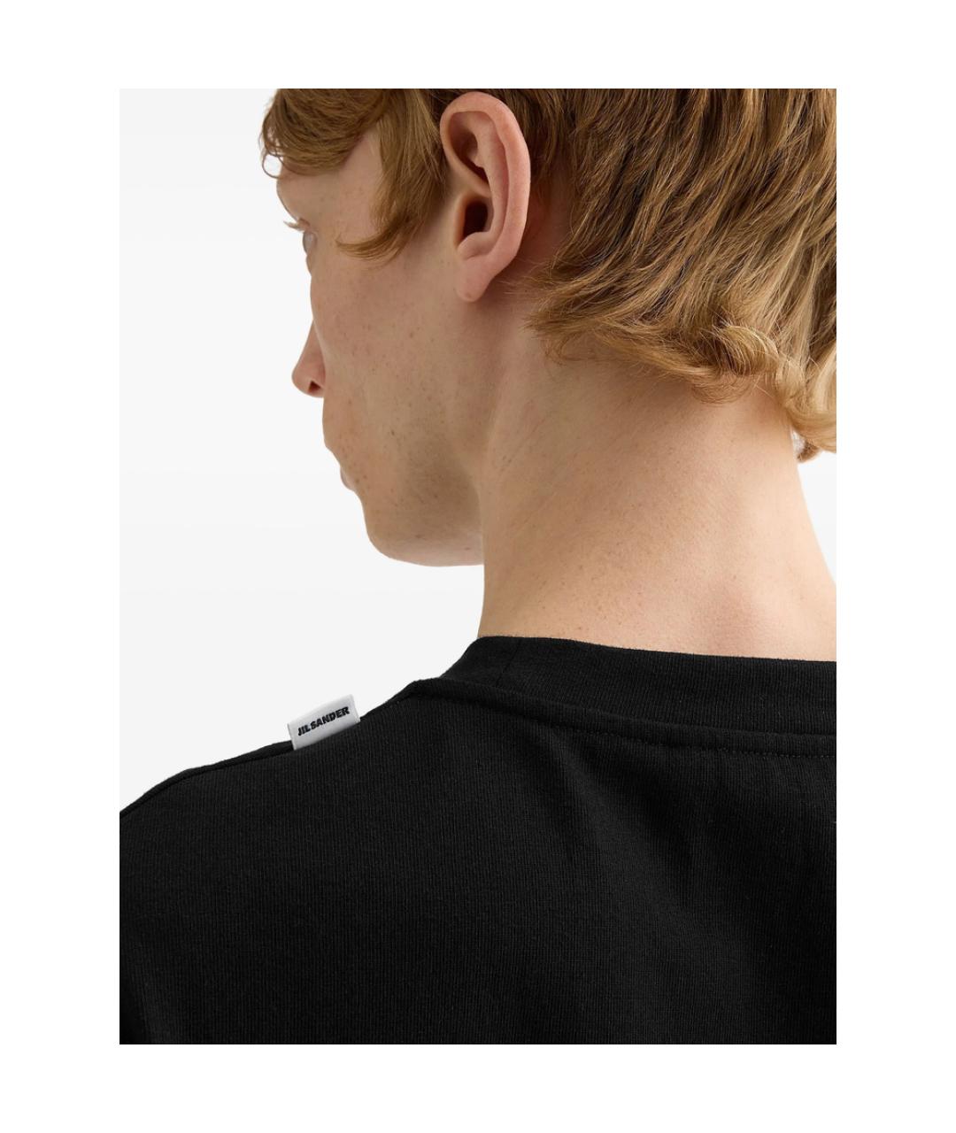 JIL SANDER Черная хлопковая футболка, фото 2