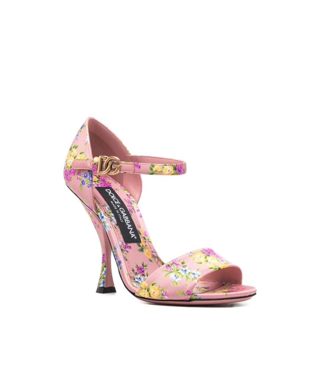 DOLCE&GABBANA Розовые текстильные босоножки, фото 2