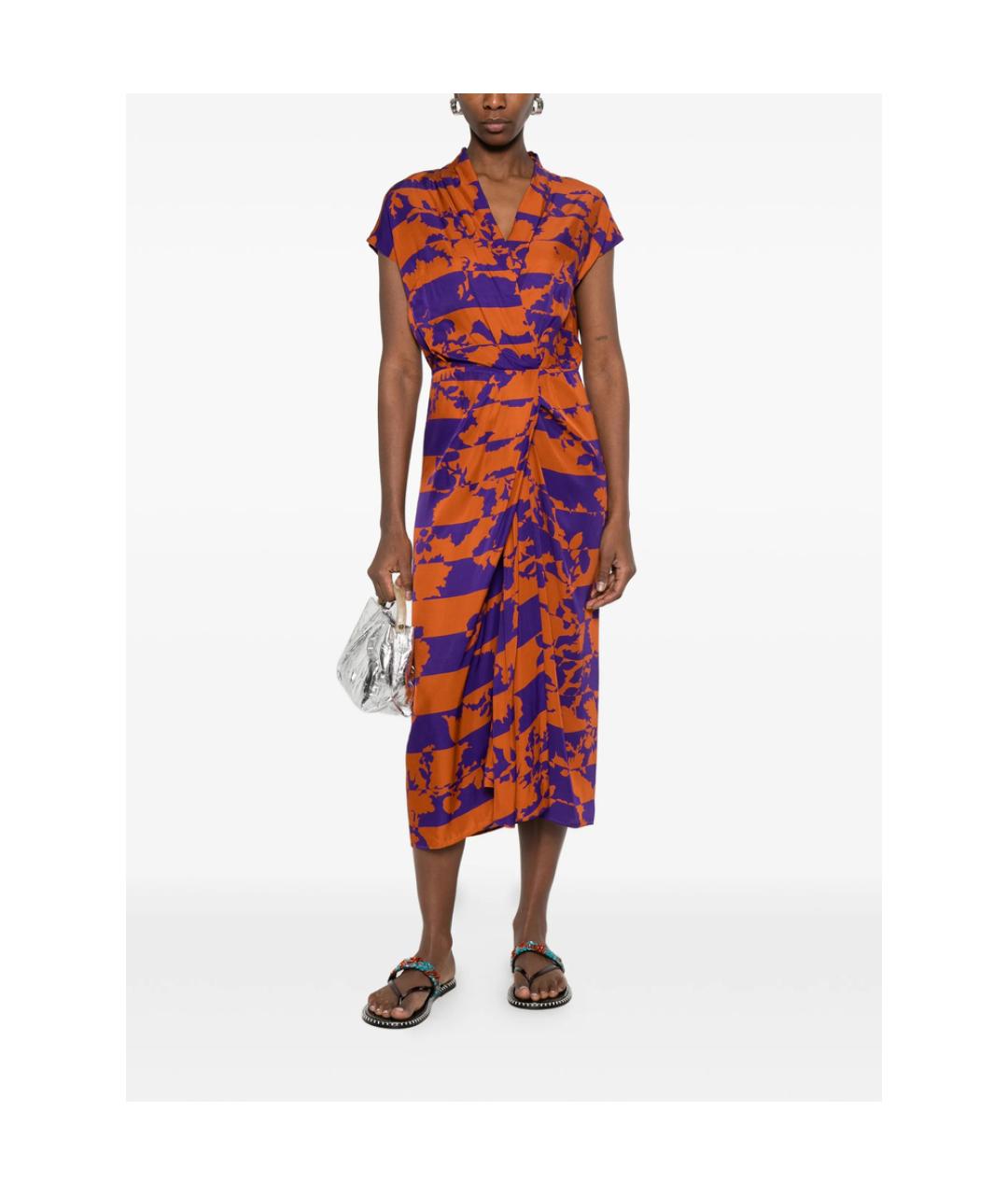 DRIES VAN NOTEN Оранжевое вискозное повседневное платье, фото 2