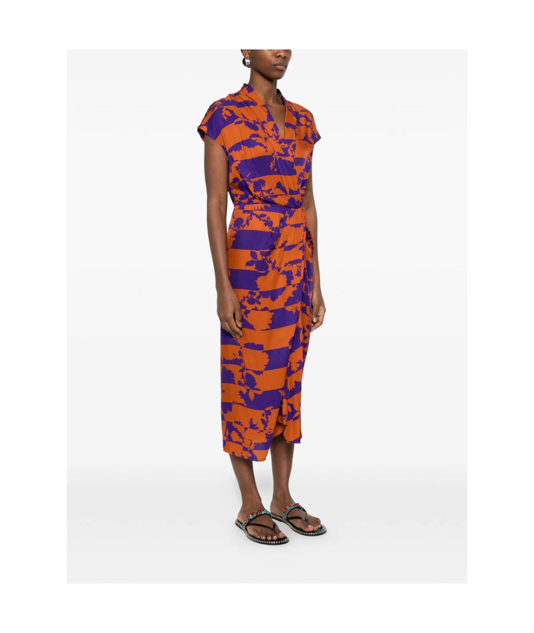 DRIES VAN NOTEN Оранжевое вискозное повседневное платье, фото 3