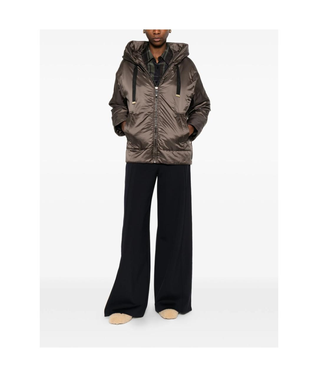 MAX MARA Коричневая полиэстеровая куртка, фото 5