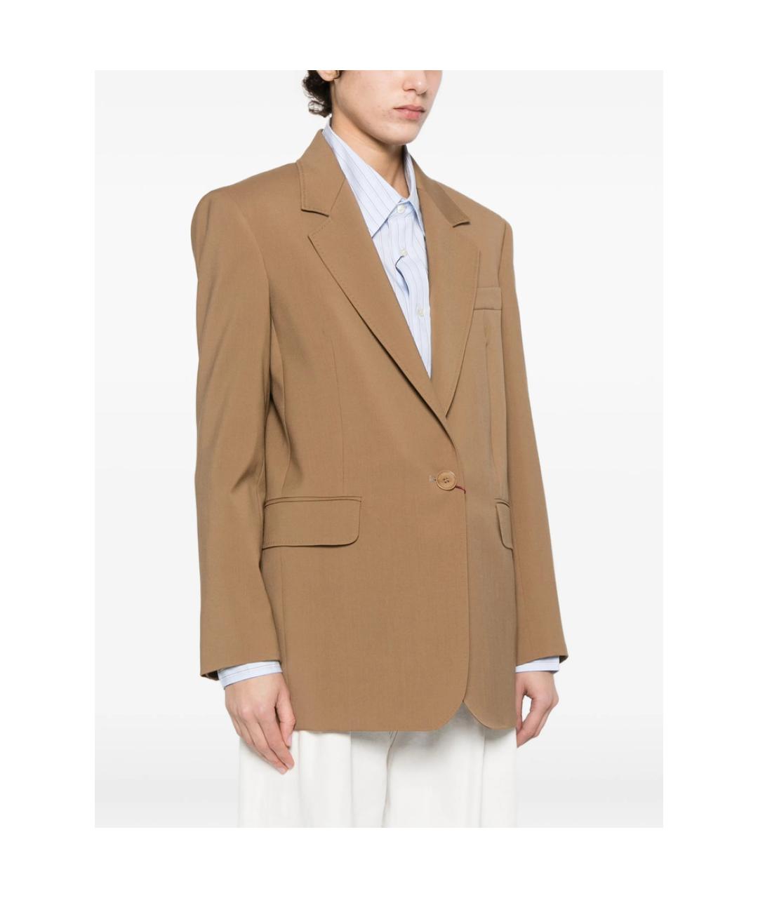 MAX MARA STUDIO Бежевый полиэстеровый жакет/пиджак, фото 4