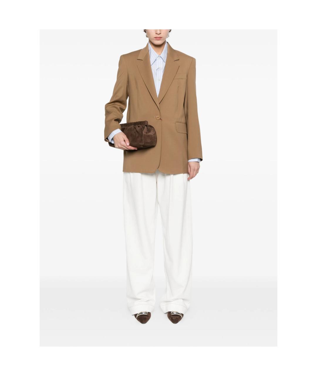 MAX MARA STUDIO Бежевый полиэстеровый жакет/пиджак, фото 3