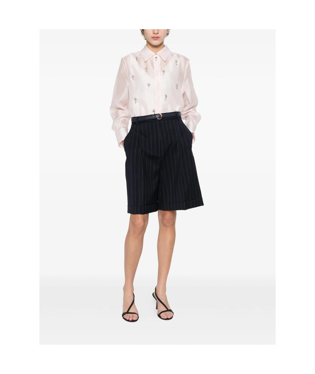 MAX MARA STUDIO Синие полиэстеровые шорты, фото 3