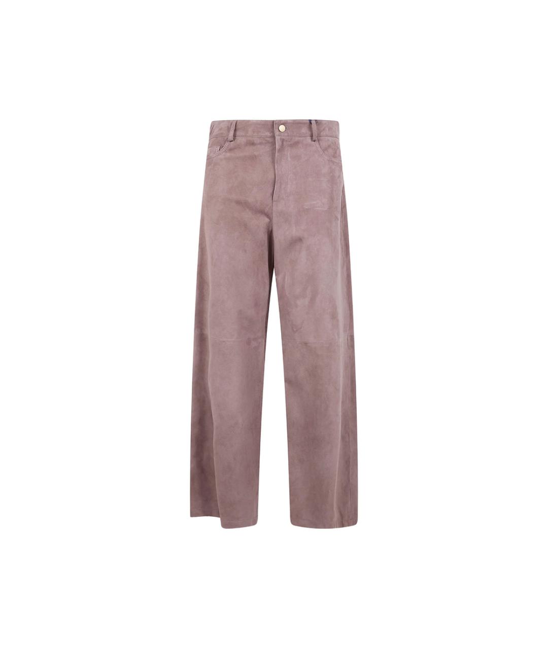 'S MAX MARA Коричневые кожаные прямые брюки, фото 1