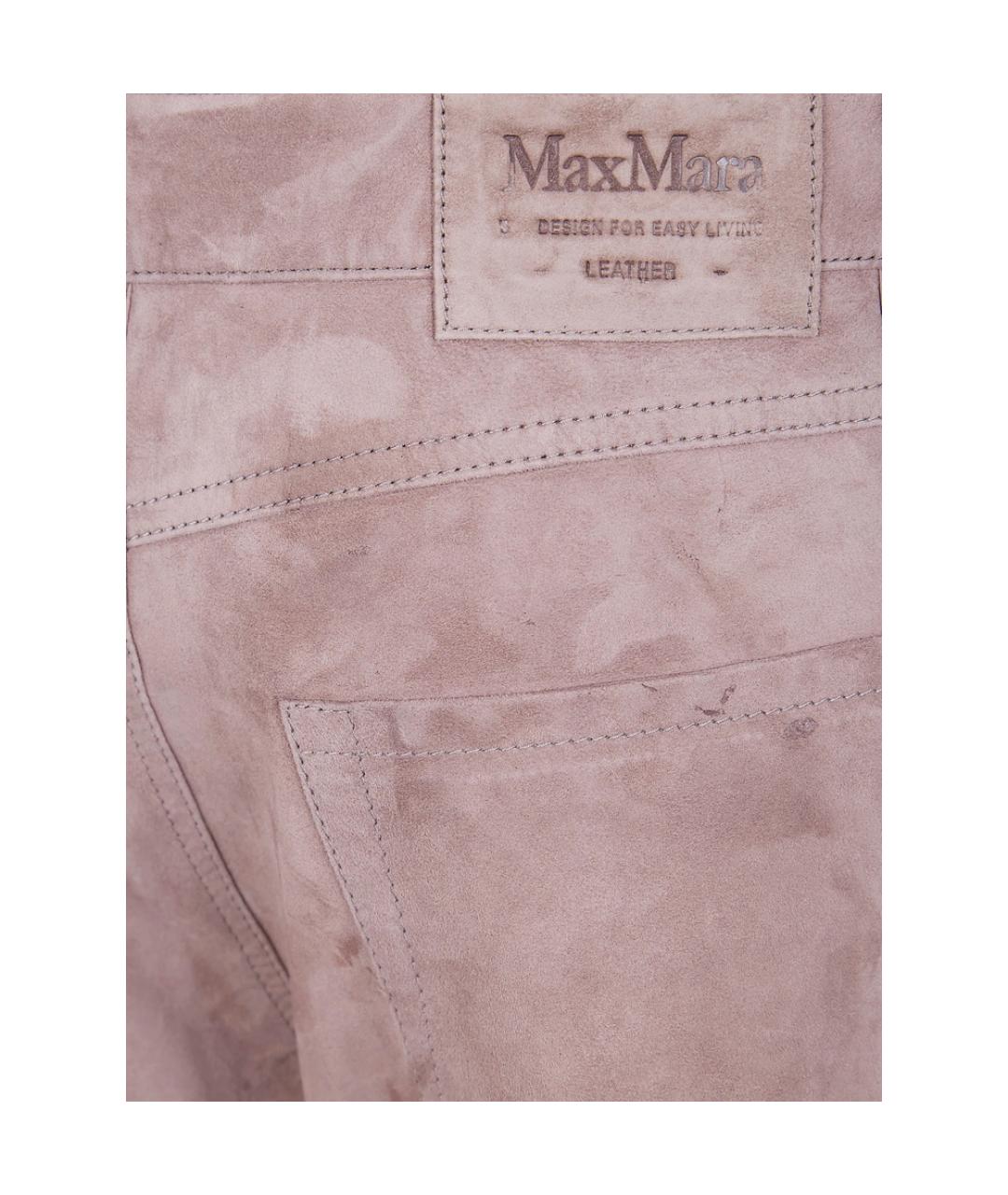 'S MAX MARA Коричневые кожаные прямые брюки, фото 2