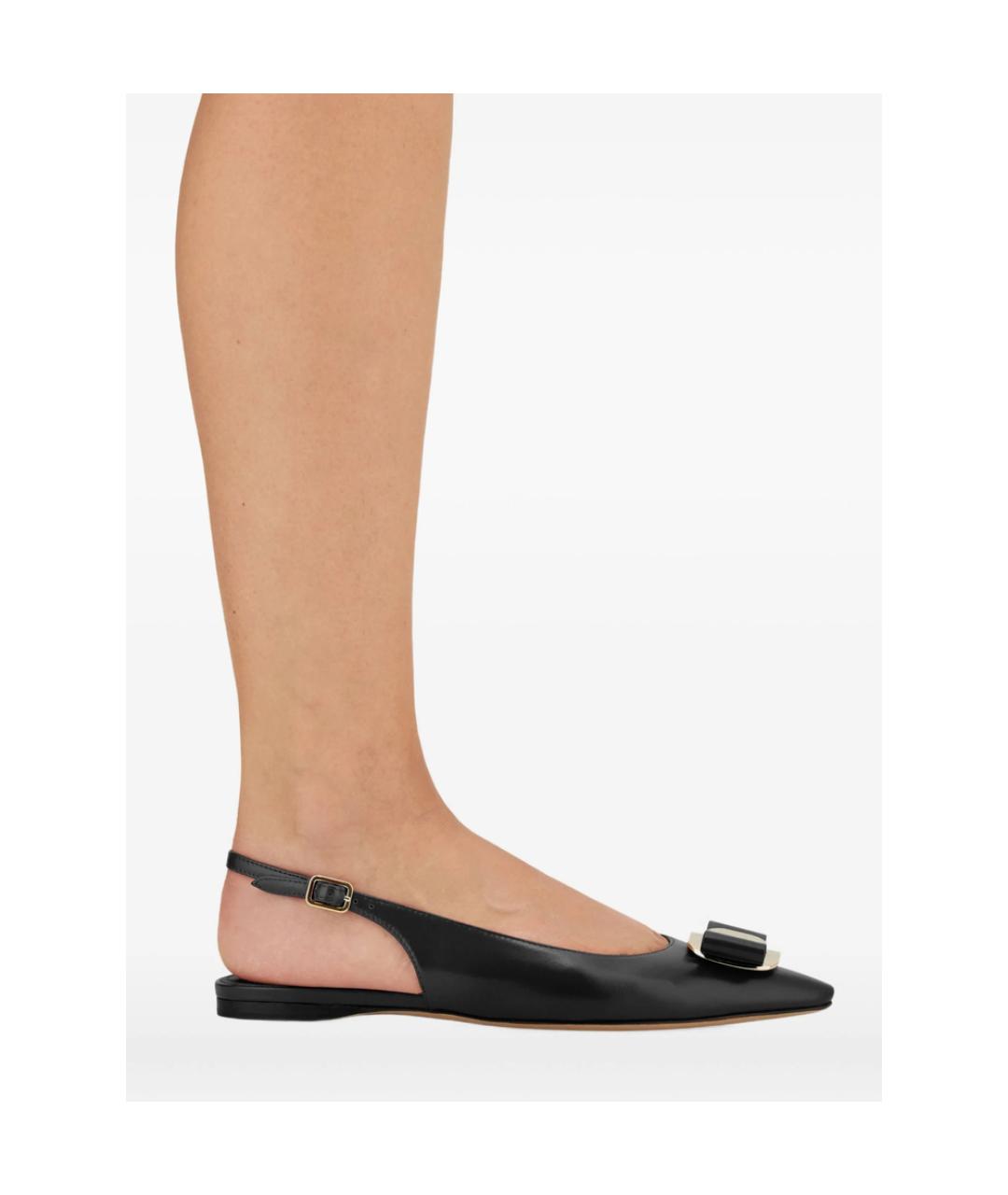 FERRAGAMO Черные кожаные балетки, фото 3
