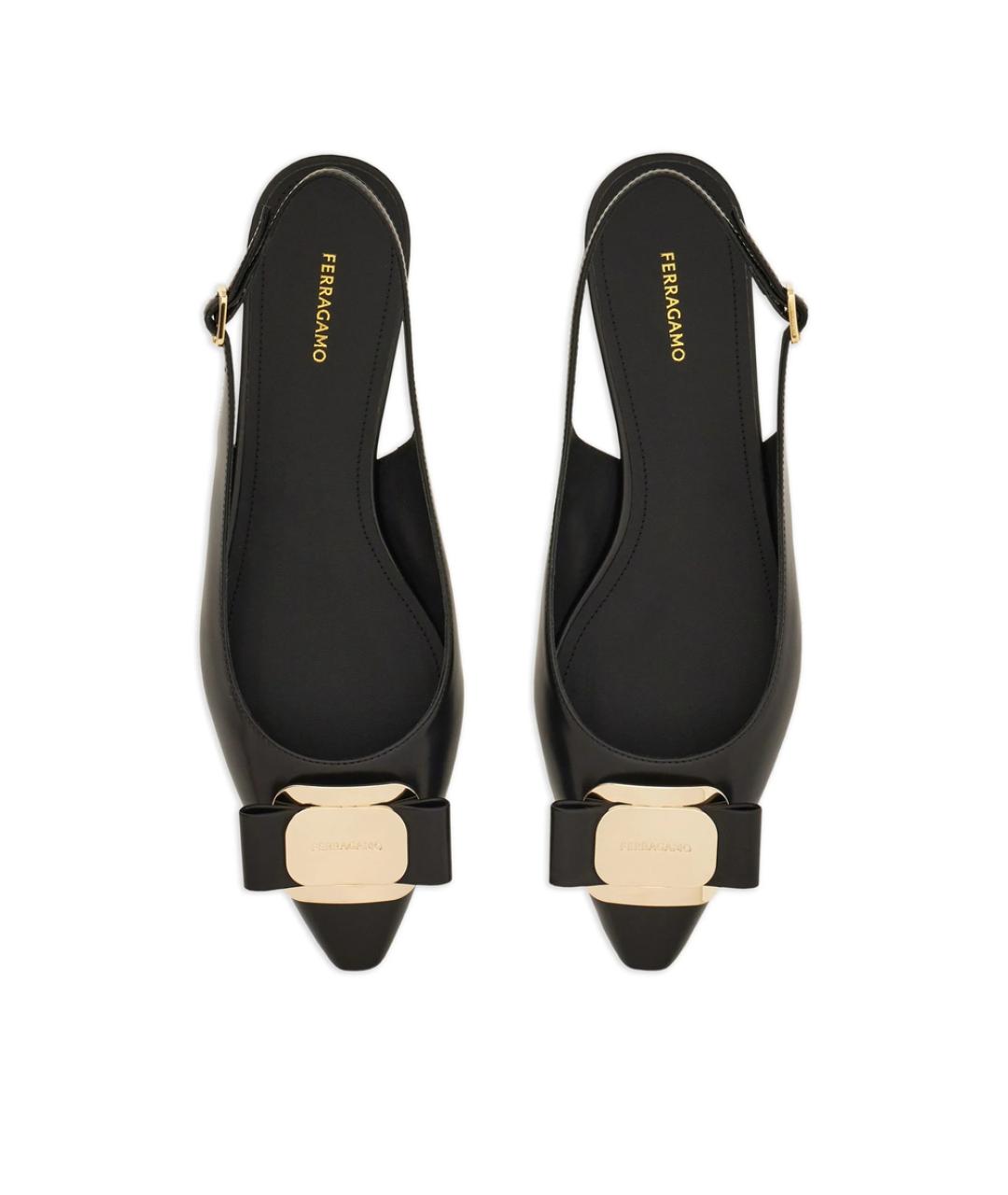 FERRAGAMO Черные кожаные балетки, фото 5