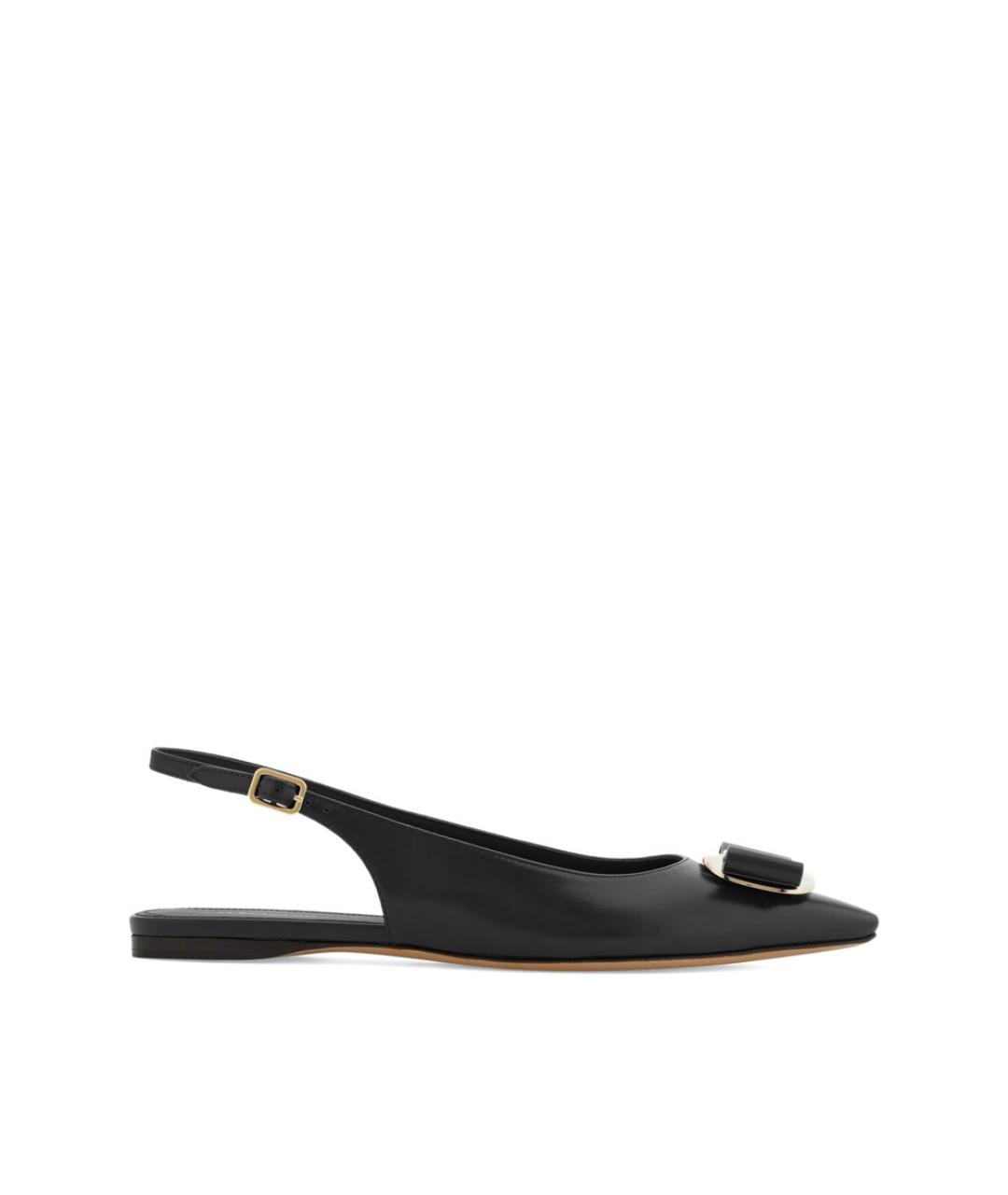 FERRAGAMO Черные кожаные балетки, фото 1