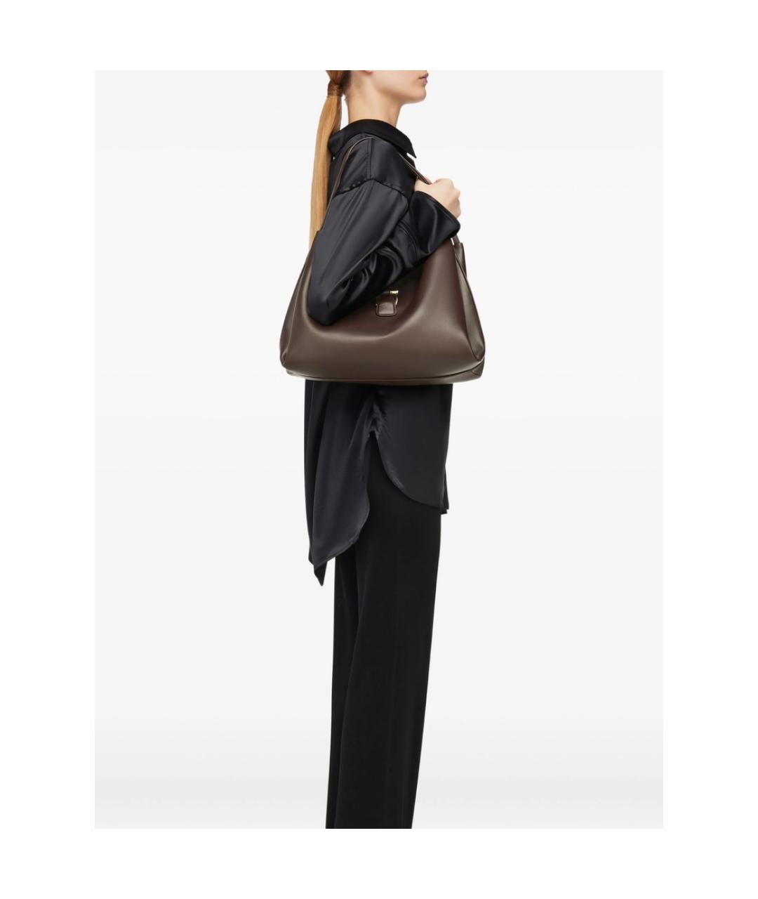 FERRAGAMO Коричневая кожаная сумка тоут, фото 4
