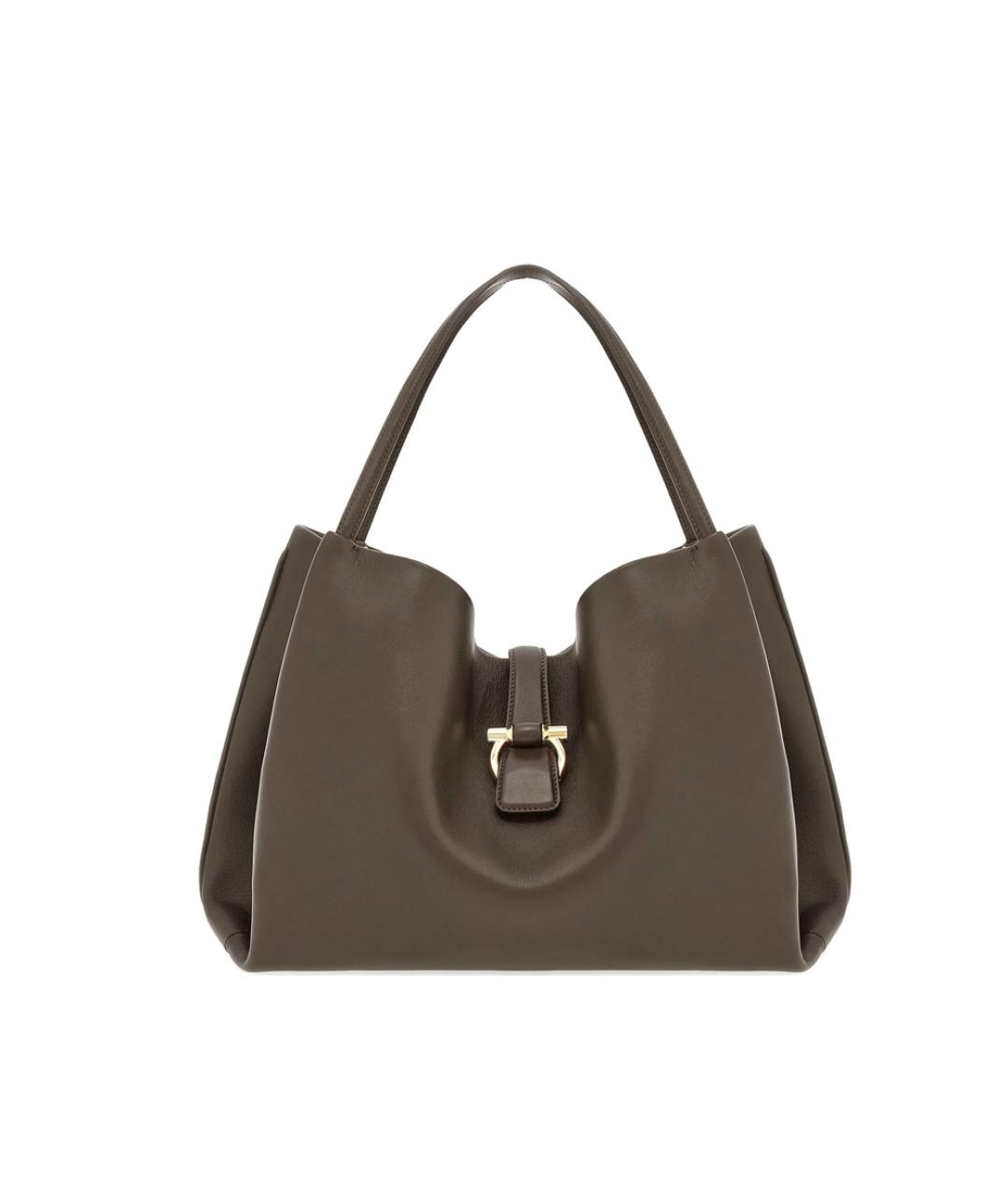 FERRAGAMO Коричневая кожаная сумка тоут, фото 1
