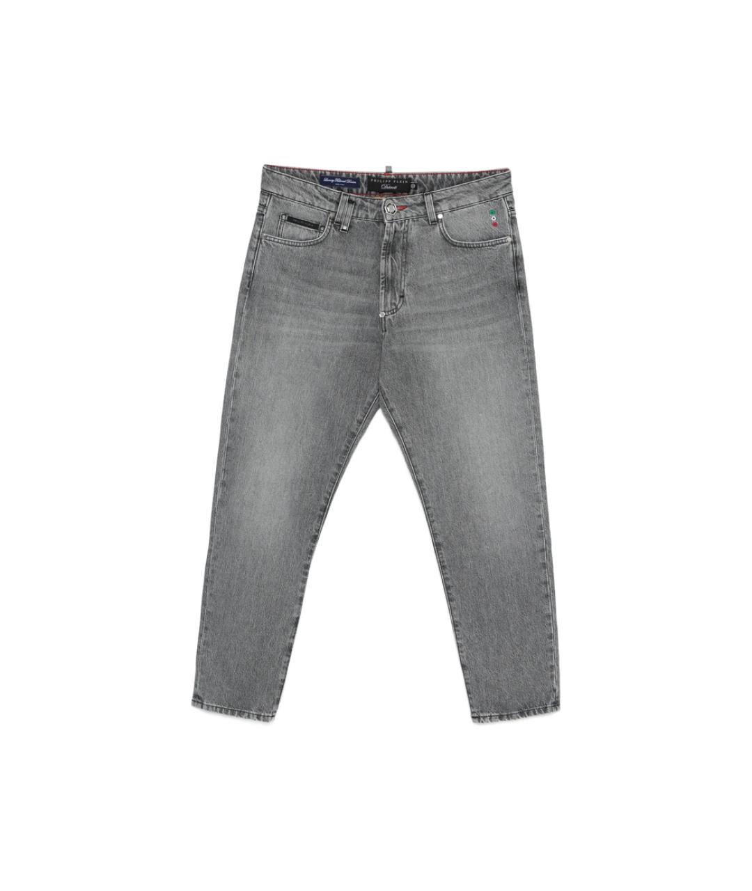 PHILIPP PLEIN Серые хлопковые прямые джинсы, фото 1