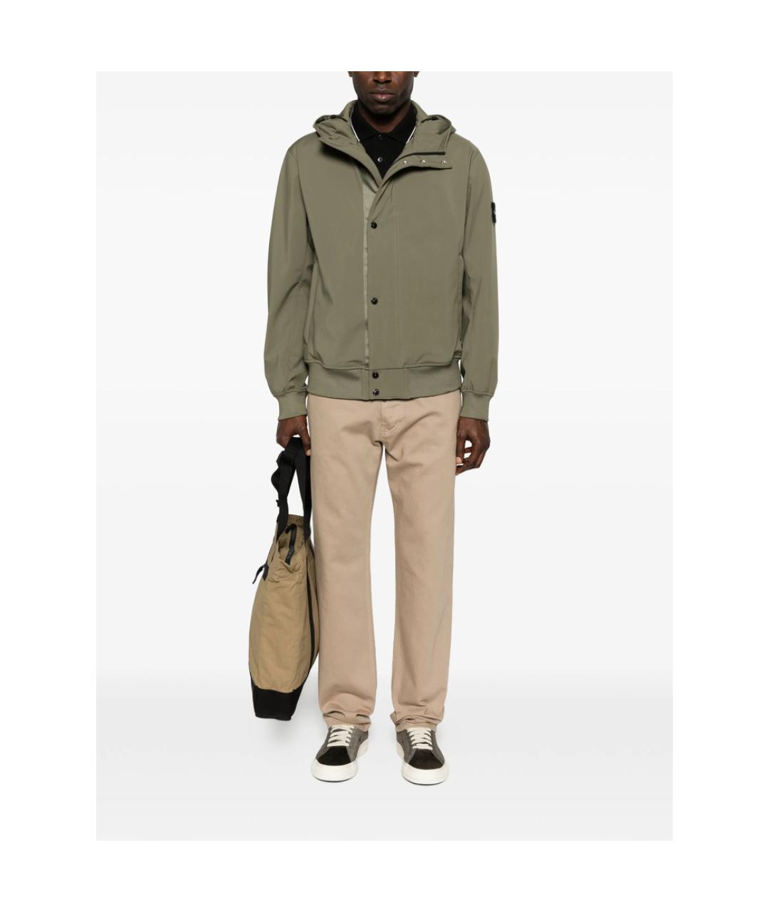 STONE ISLAND Зеленая полиэстеровая куртка, фото 4