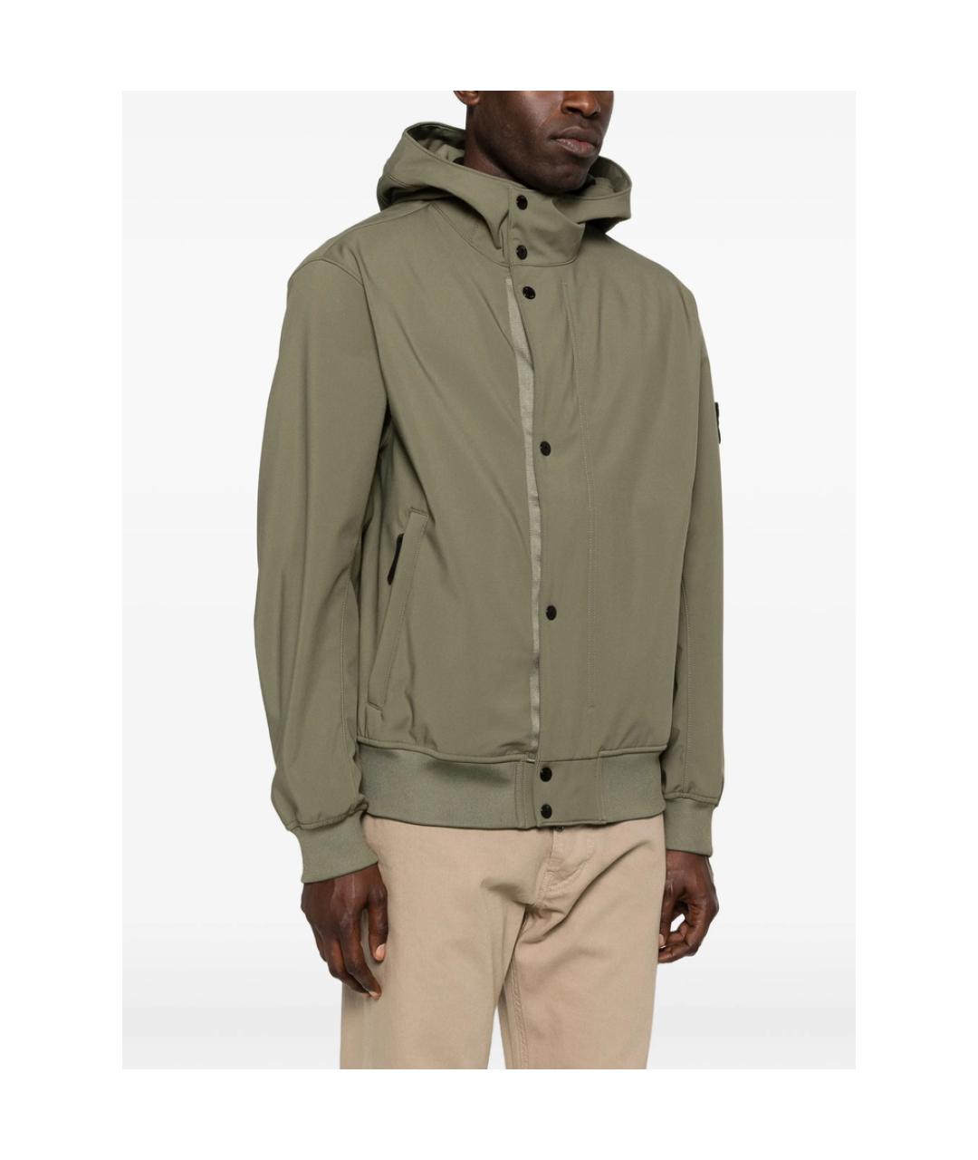 STONE ISLAND Зеленая полиэстеровая куртка, фото 2
